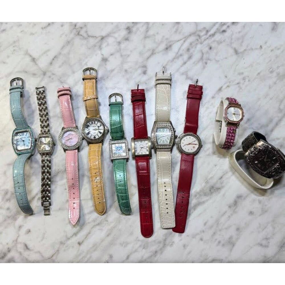 Lot of 10 Women's Rhinestone Fashion Watches Mixed Brands